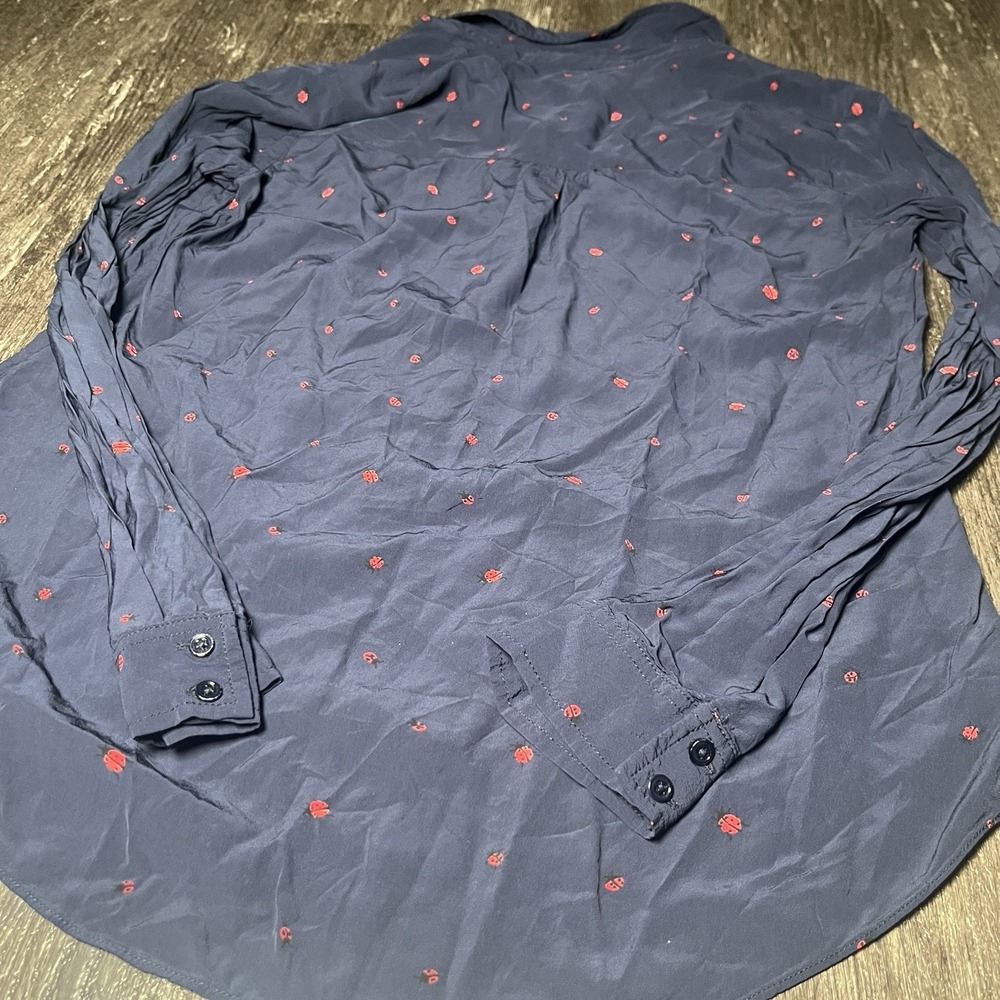 Joie Blouse Women Navy Ladybug Top XS Viscose - Picture 7 of 7